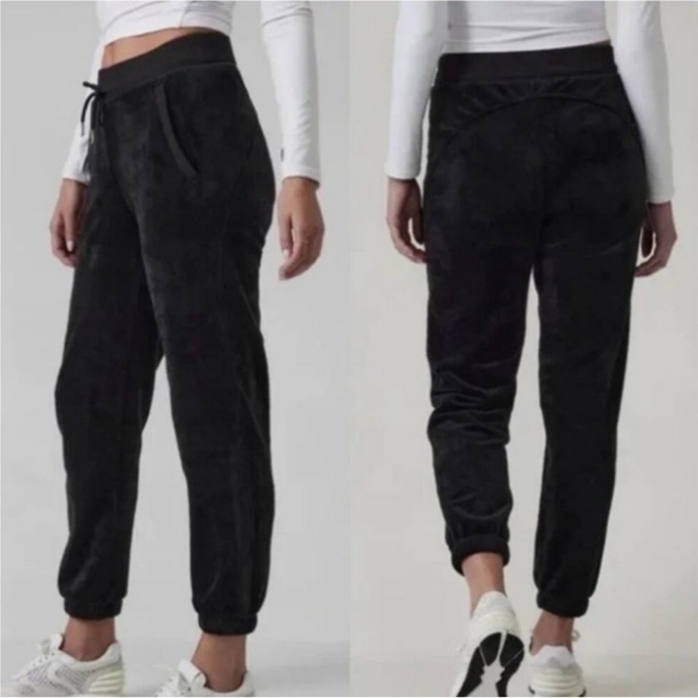 Athleta Double Cozy Karma Recover Pant Jogger Fleece Black Cozy Gym Active Mediu - Picture 14 of 14